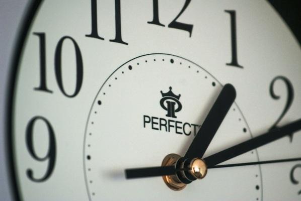 Clock with perfect written on face